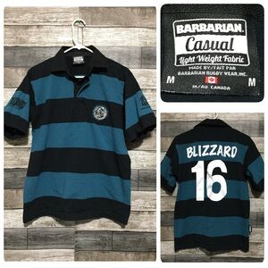 Barbarian Rugby Shirt Men’s M Blue Short Sleeve Blizzard #16 Battlenet